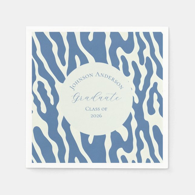 Modern blue and cream abstract Pattern graduation Serviette (Vorderseite)