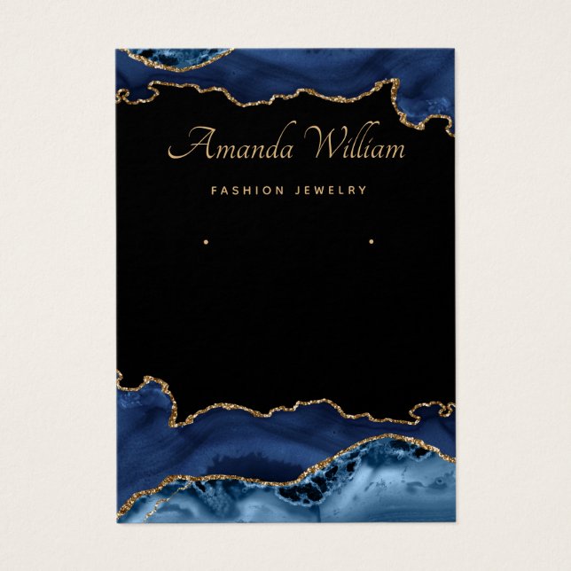 Modern Blue and Gold Agar Ohrring-Display-Karte (Vorderseite)