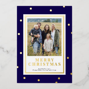Modern Blue and Gold Footing Christmas Card Folien Feiertagskarte