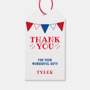 Modern Blue and Red Baseball Vielen Dank für Ihre  Geschenkanhänger