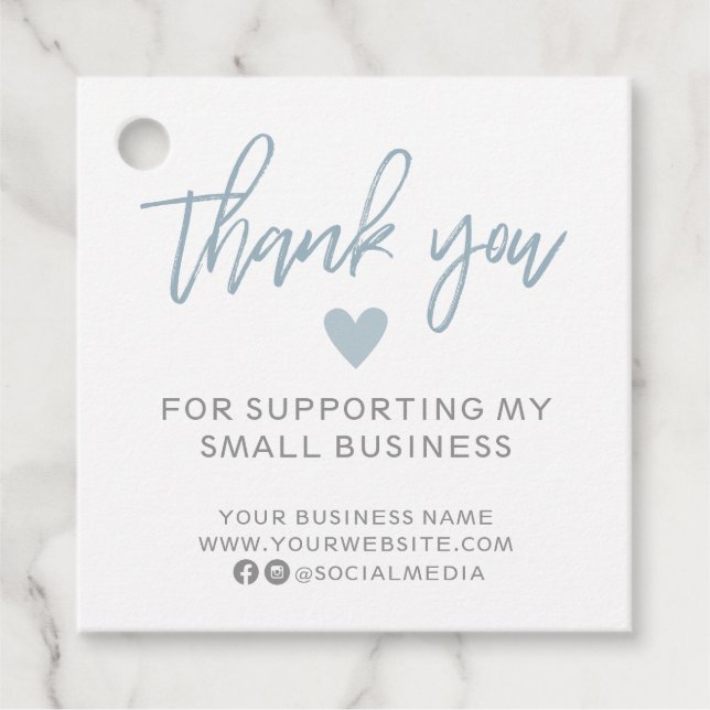 Modern Blue and White Vielen Dank Geschenkanhänger (Vorderseite)