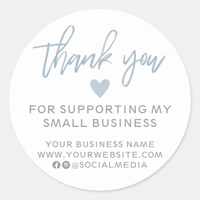 Modern Blue and White Vielen Dank Runder Aufkleber (Vorderseite)