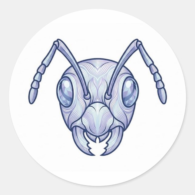 Modern Blue Ant Line Art Illustration Sticker (Vorderseite)