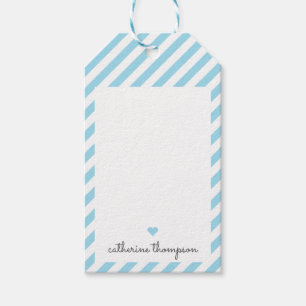 Modern Blue Aqua Heart Niedliches Weiß-Script Geschenkanhänger