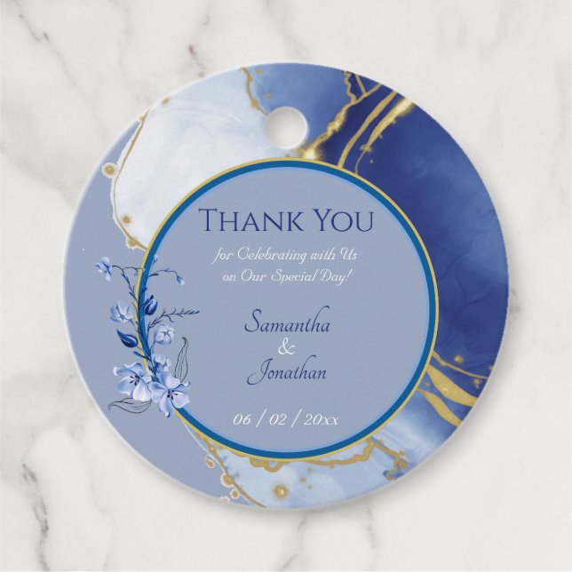 Modern Blue Aqua Marble Wedding Gift Tag Geschenkanhänger (Vorderseite)