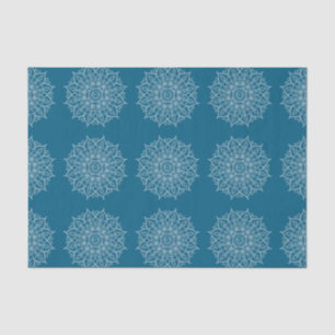 Modern Blue Aquamarin White Mandala Boho Decoupage Seidenpapier