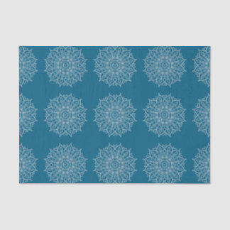 Modern Blue Aquamarin White Mandala Boho Decoupage Seidenpapier