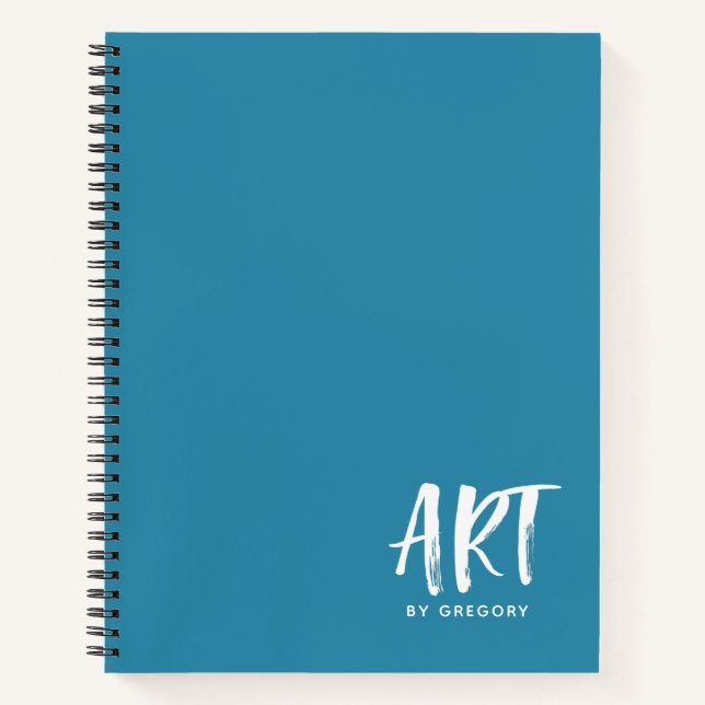 Modern Blue Artist Sketchbook mit Namen Notizbuch (Vorderseite)