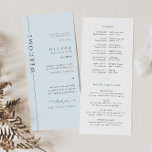 Modern Blue Bar Mitzvah Programmkarte<br><div class="desc">Machen Sie die Bar Mitzvah Zeremonie mit unserer individuell gestaltbaren minimalistisch hellblauen und weißen doppelseitigen Programmkarte unvergesslich. Dieses Programm bietet Platz zum Schreiben einer Dankeschön-Nachricht,  Ehreninformation und einen Bar mitzvah-Leitfaden.</div>