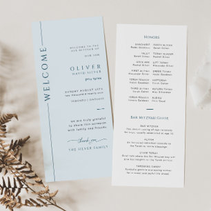 Modern Blue Bar Mitzvah Programmkarte