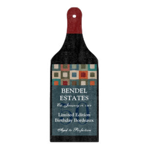 Modern Blue Birthday Wine Flasche Schneideboard Schneidebrett