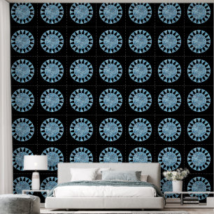 Modern Blue Black Circle Geometric Pattern Tapete