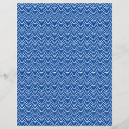 Modern Blue Black Japanese Wave Scrapbook Paper