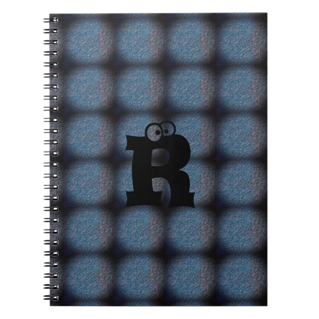 MODERN BLUE Black NIEDLICH Spiral Foto Notebook Notizblock (Vorderseite)