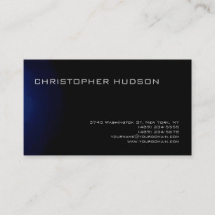 Modern Blue Black Simple Schlicht Business Card Visitenkarte