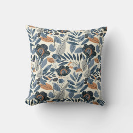 Modern Blue Botanical Spring Floral Throw Pillow Kissen