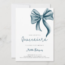 Modern Blue Bow Quinceanera Birthday
