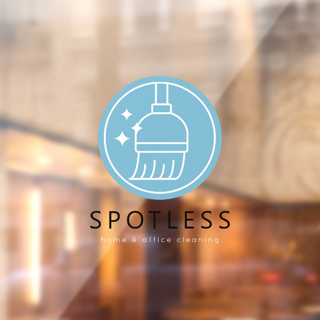 Modern Blue Broom Logo Cleaning Service Fensteraufkleber (Blatt 2)