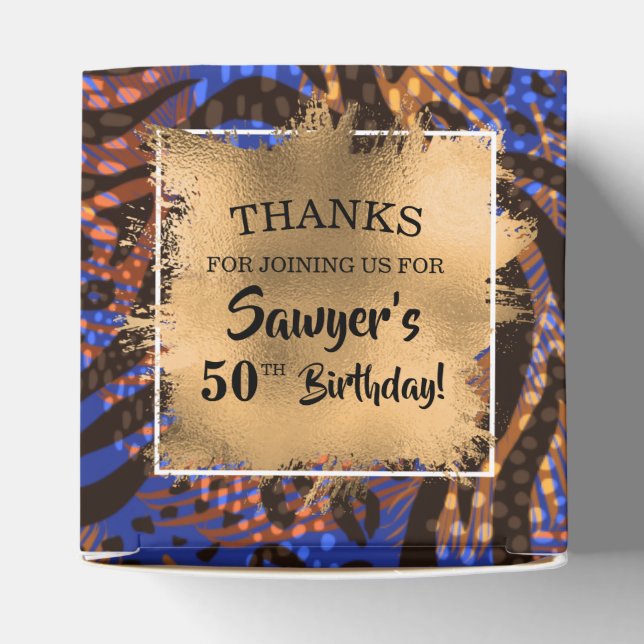 Modern Blue Brown Animal Print Geschenkschachtel (Oben)