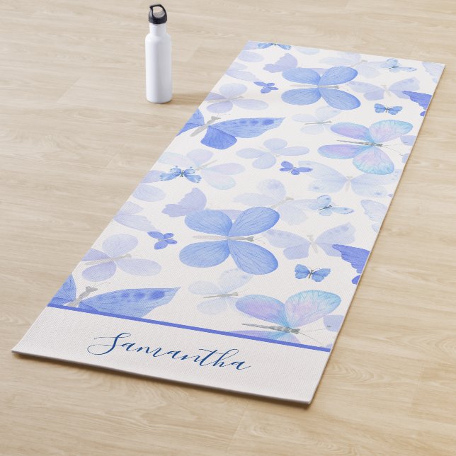Modern Blue Butterfly Name Yogamatte (Beispiel)