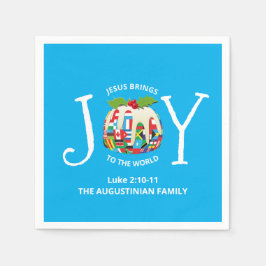 Modern Blue Christmas JOY TO THE WORLD Serviette