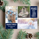 Modern Blue Christmas Peace Liebe Joto Collage Feiertagskarte<br><div class="desc">Diese moderne "Happiest Holidays"-Karte enthält 3 Fotos, die Wörter "Peace Liebe Joy" und auf der Vorder- und Rückseite eine maßgeschneiderte . Sie können die Hintergrundfarbe ganz nach Ihren Fotos ändern - klicken Sie einfach auf Anpassen und dann auf den kleinen Augentropfen. Moderne und einfache aber raffinierte und trendige Weihnachtskarte macht...</div>