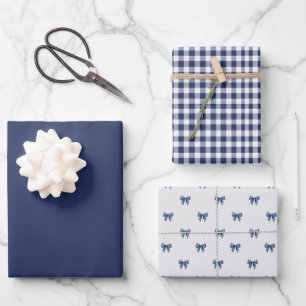 Modern Blue Christmas Wrapping Paper Geschenkpapier Set