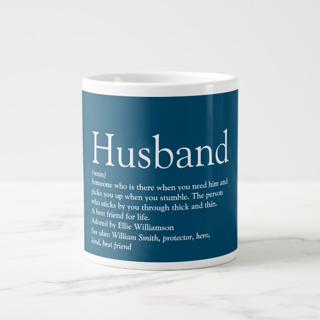 Modern Blue Cool World's Best Husband Quote Jumbo-Tasse (Vorderseite)