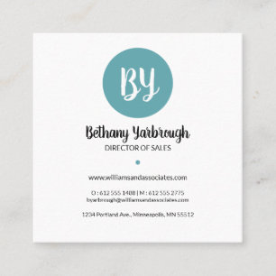 Modern Blue, Coral & Yellow Blätter Business Card Quadratische Visitenkarte