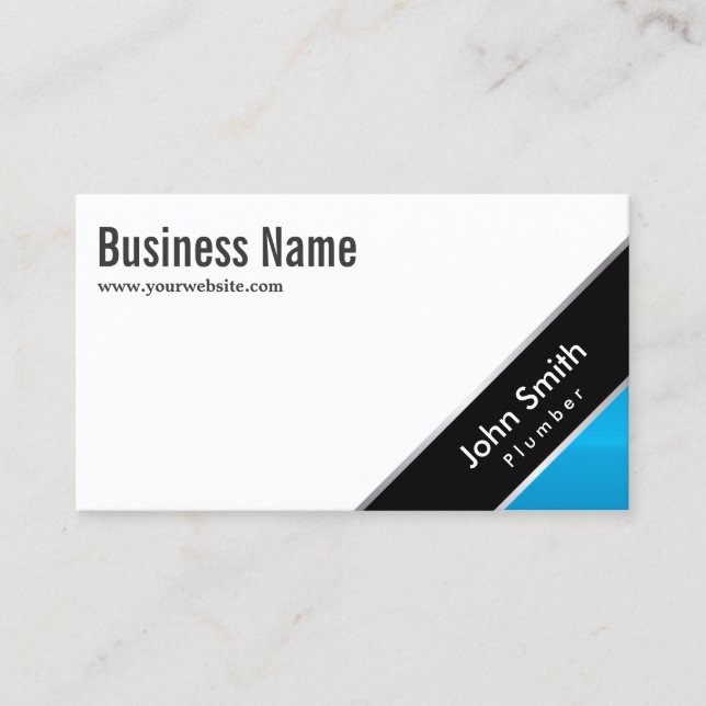 Modern Blue Corner Plumbing Business Card Visitenkarte (Vorderseite)