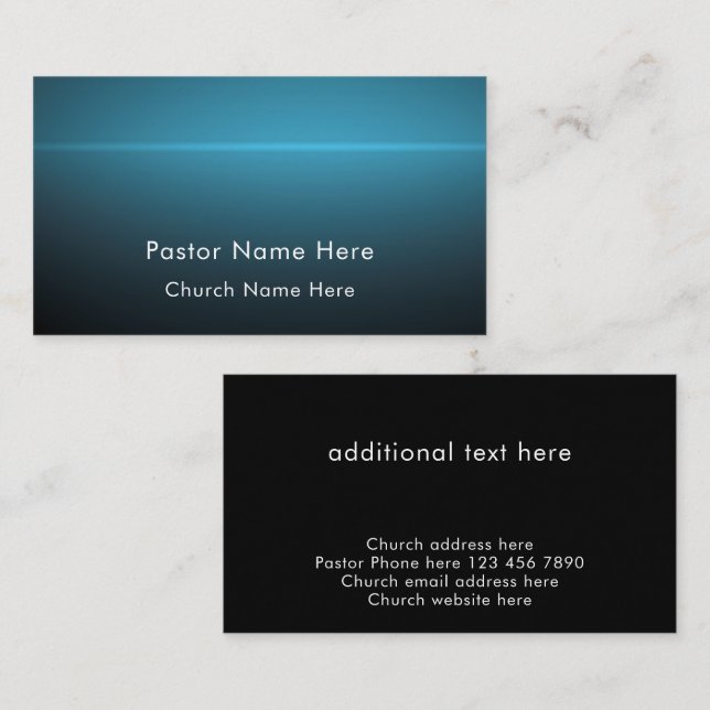 Modern Blue Custom Text Christian Church Pastor Visitenkarte (Vorne/Hinten)