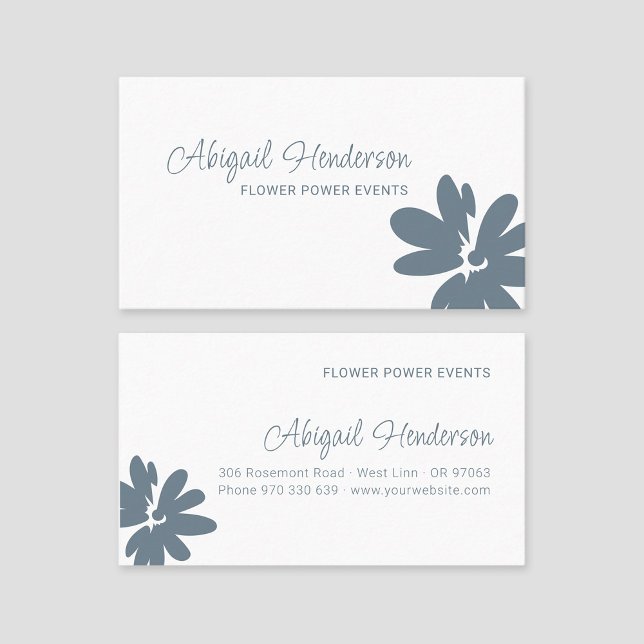 Modern Blue Daisy Blume Design Business Card Visitenkarte (Von Creator hochgeladen)