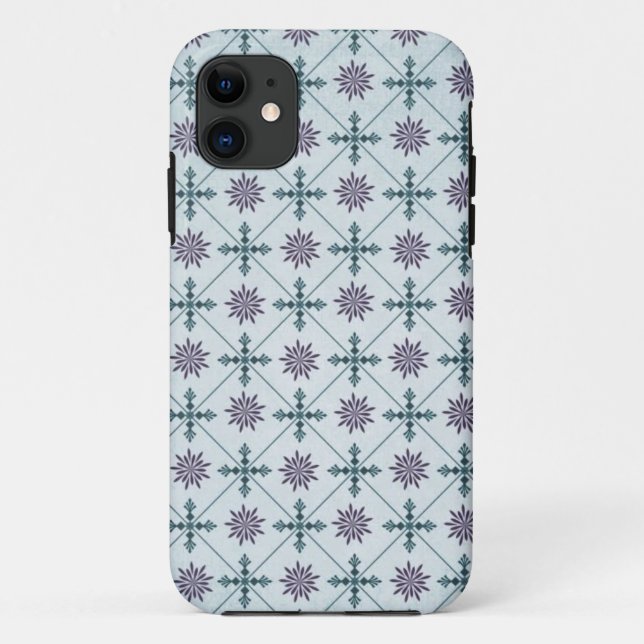 Modern Blue Damask iPhone Case (Rückseite)