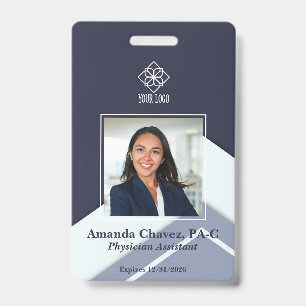 Modern Blue Employee Foto ID Ausweis