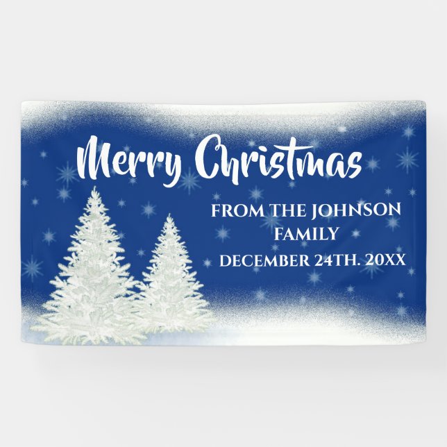 Modern Blue Fir Tree Weihnachten  Banner (Horizontal)