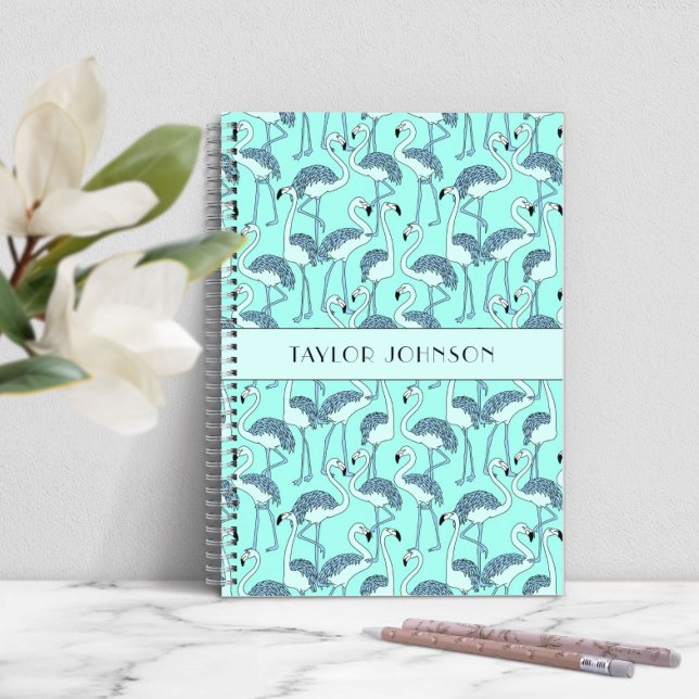 Modern Blue Flamingos Muster Notizblock (Modern Blue Flamingos Pattern Notebook)