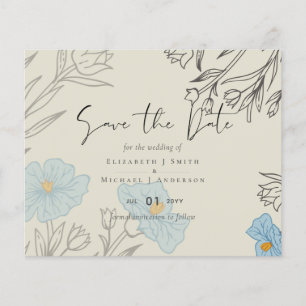 Modern Blue Floral Abstrakt Wedding SAve the Date