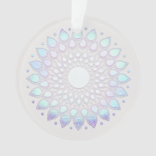 Modern Blue Floral Lotus Mandala Ornament