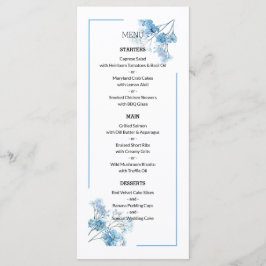 Modern Blue Floral Pattern Forget-Me-Not Wedding Menükarte