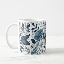 Modern Blue Floral Pattern Mug Kaffeetasse