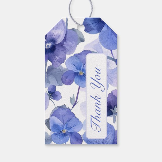 Modern Blue Floral Vielen Dank Geschenkanhänger (Vorderseite)