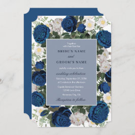 Modern Blue Floral Watercolor Einladung