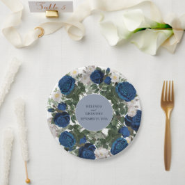 Modern Blue Floral Watercolor Pappteller