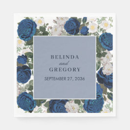 Modern Blue Floral Watercolor Serviette
