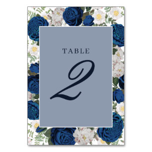Modern Blue Floral Watercolor Tischnummer