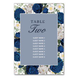 Modern Blue Floral Watercolor Tischnummer