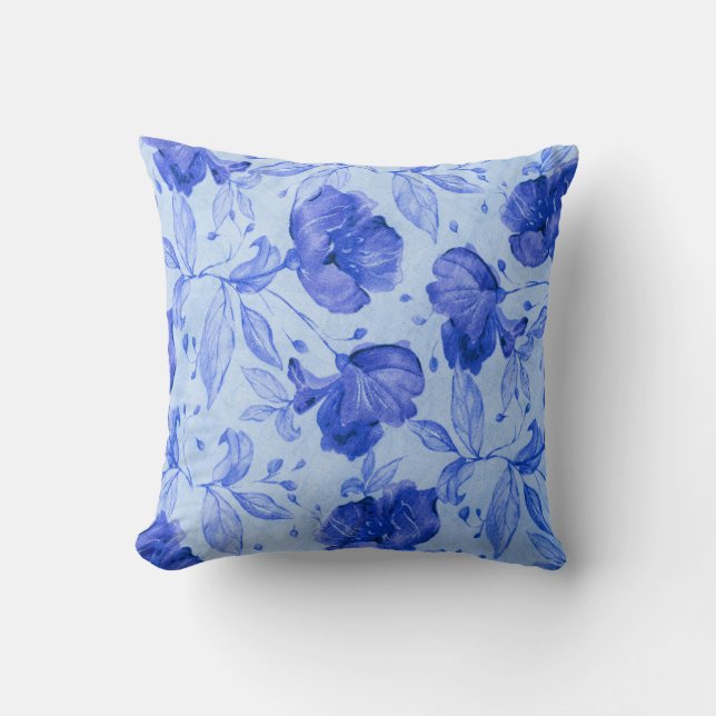 Modern Blue Flower Cushion Cover for Living Room  Kissen (Vorderseite)