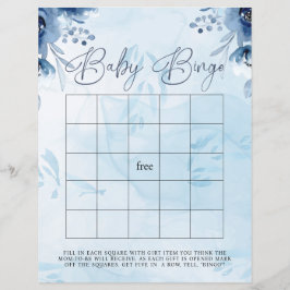 Modern Blue Flowers Bingo Baby Showgame