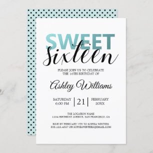 Modern Blue Foil Elegant Sweet 16 Einladung
