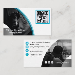 Modern Blue Fotograf Business Card Visitenkarte